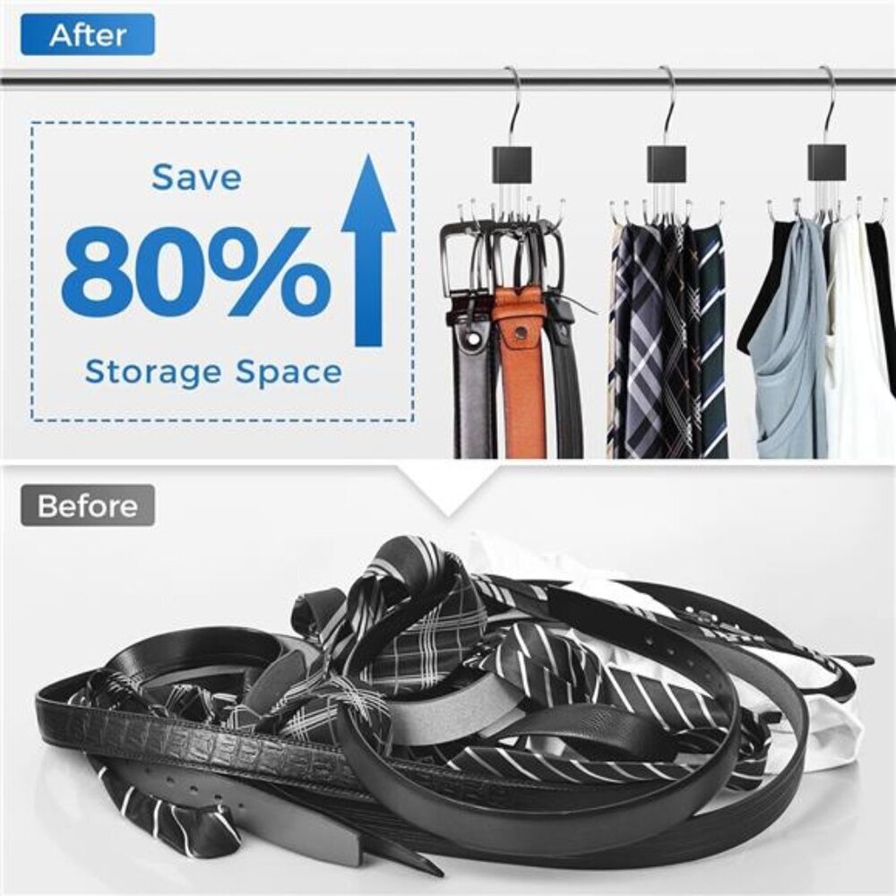 Belt Hanger, Belt Organizer for Closet 360° Rotatable Max 24 Belt Storage Space - Picture 3 of 7